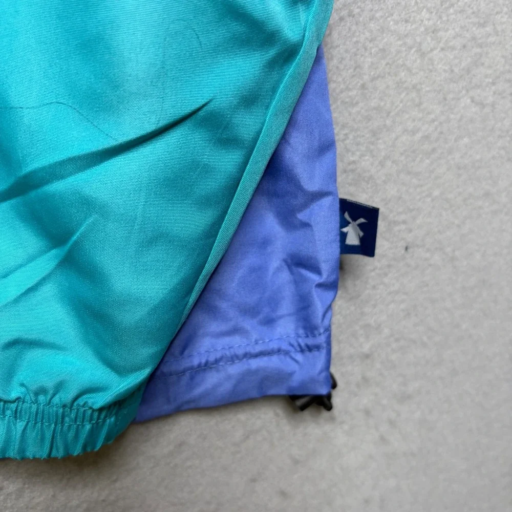 Dutch Bros Windbreaker Mens Medium Teal Purple Colorblock Quarter Zip Anorak